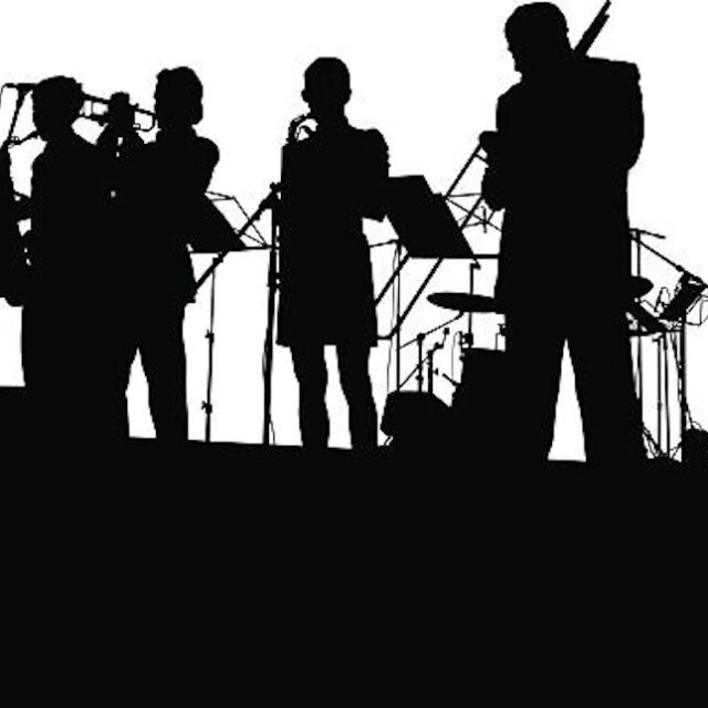 Concert of jazz music on white background