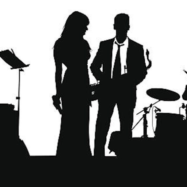 Vector drawing of a jazz band on stage