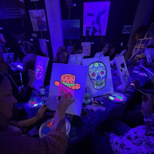 Day of the Dead Night with Glow in the Dark Paint & Sip, & cocktail